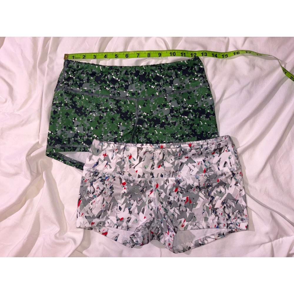 Fleo Womens Small Shorts Bundle Camo Geometric Athletic Workout 2 Pack T09-09